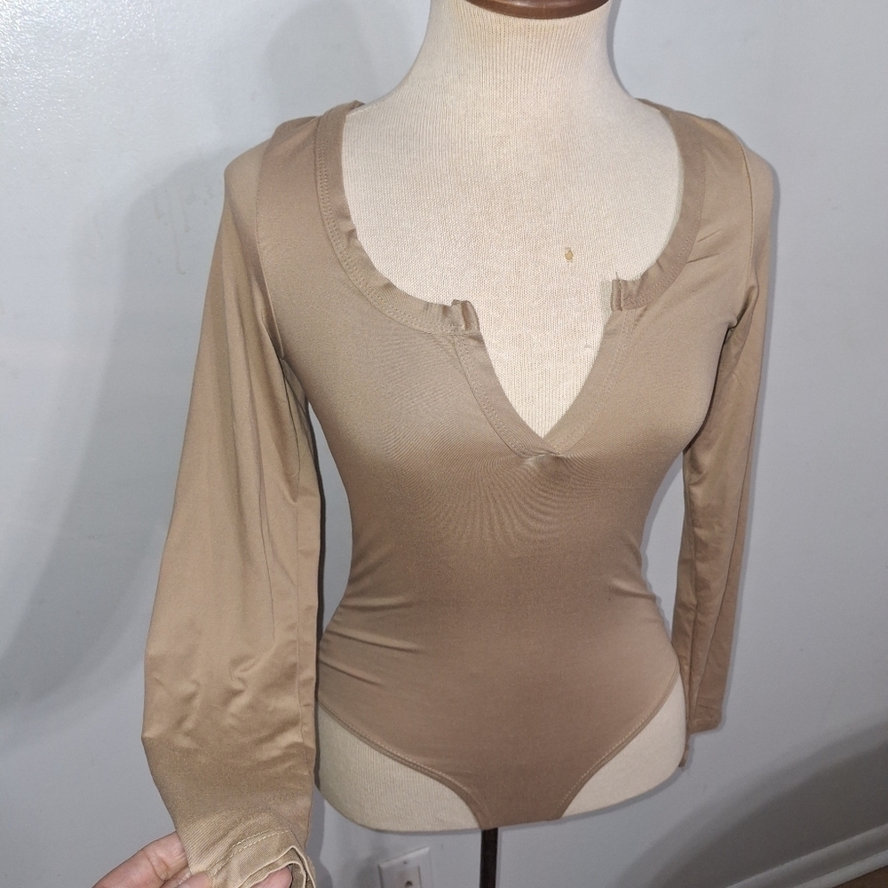 Taupe Long Sleeve Bodysuit- W Sz Small